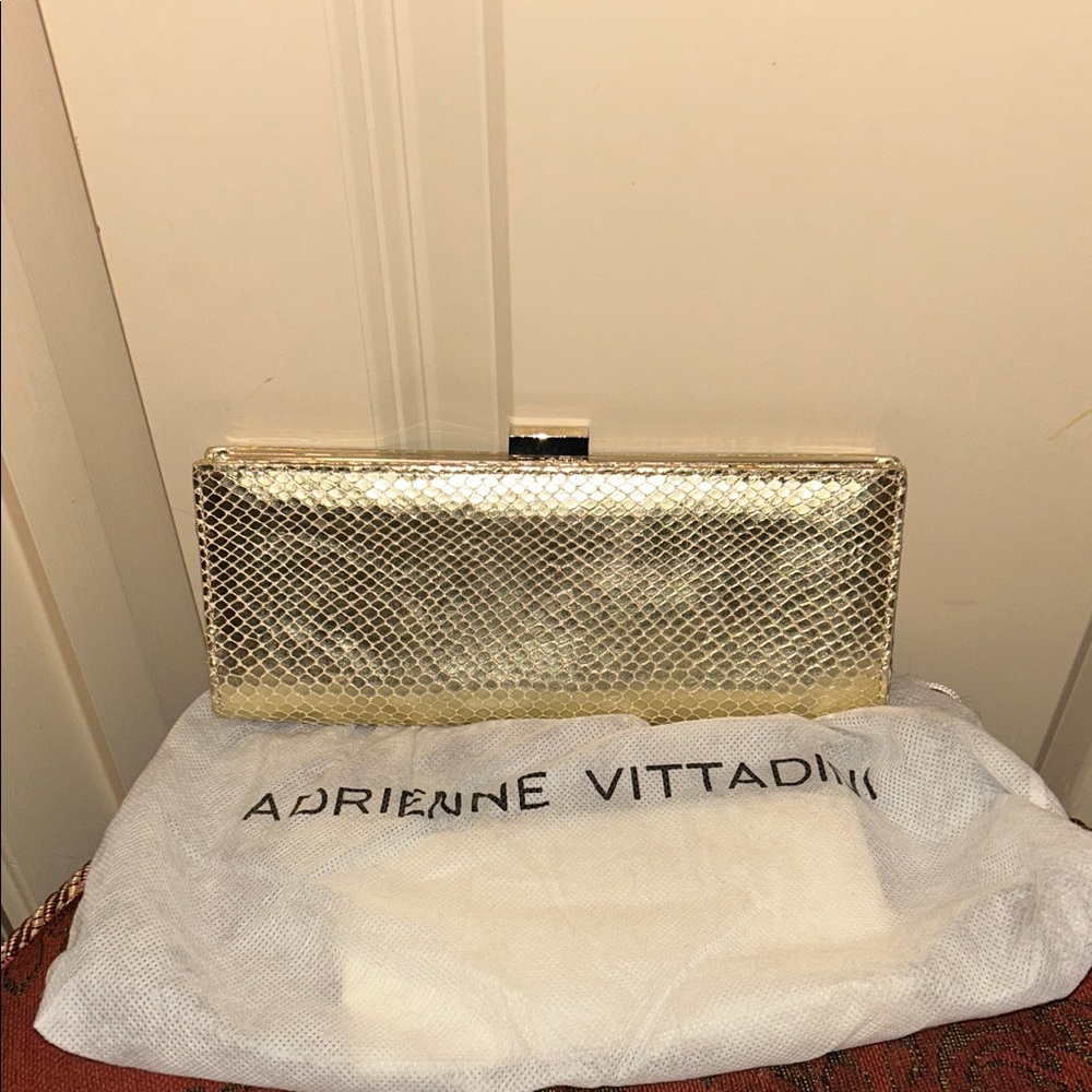 Adrienne Vittadini Metallic Gold Clutch